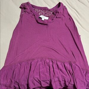 LOFT Women's Purple Lace Detail Tank Top
